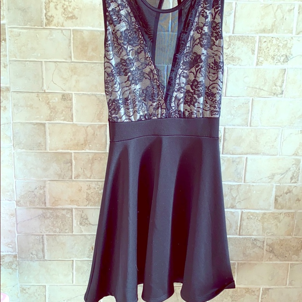 Black lace mini dress